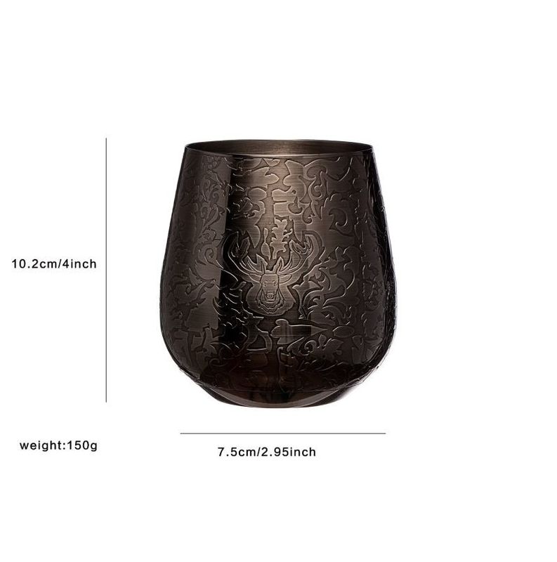 Premium solide roestvrij staal wijn glazen Stemless wijn glazen Zwarte Stag stijl