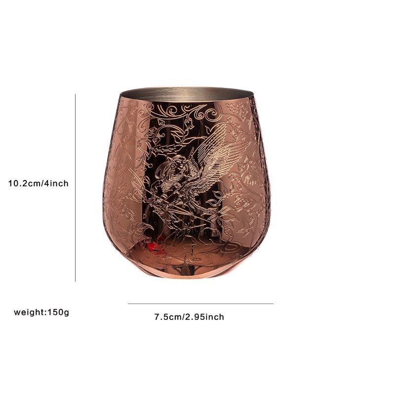 Koperen roestvrij staal onheilige wijn glas ei vorm gegraveerd met fee en kasteel stijl
