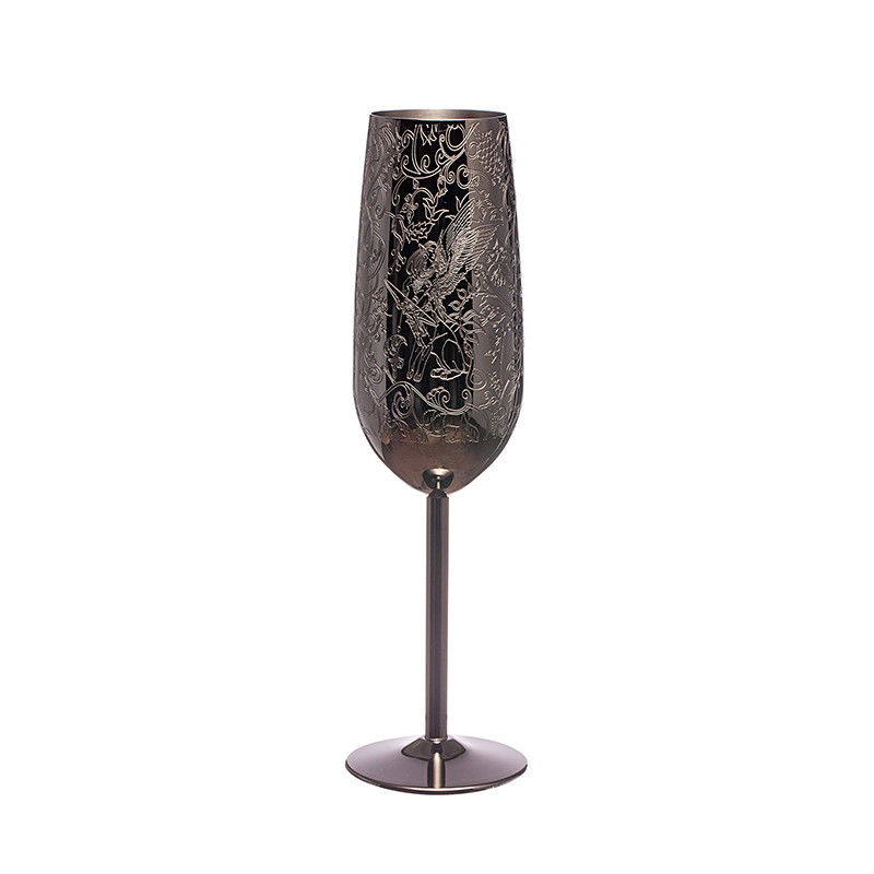 Roestvrij staal Champagne fluitten Glas metaal zwart beklede wijn glazen voor buitenfeest