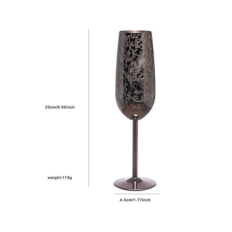 Roestvrij staal Champagne fluitten Glas metaal zwart beklede wijn glazen voor buitenfeest