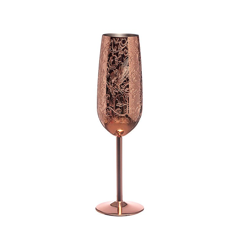 Etsen roestvrij staal champagne fluit glas 200 ml champagne glazen voor feesten en verjaardag