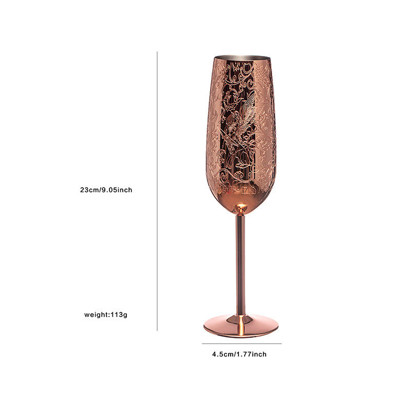 Etsen roestvrij staal champagne fluit glas 200 ml champagne glazen voor feesten en verjaardag
