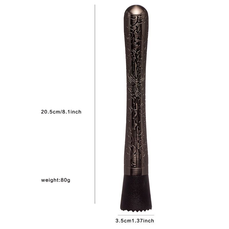 Zwart roestvrij staal verwarmer voor cocktails 8 inch lang 1pc Fruit Crusher Bar Tools voor thuis