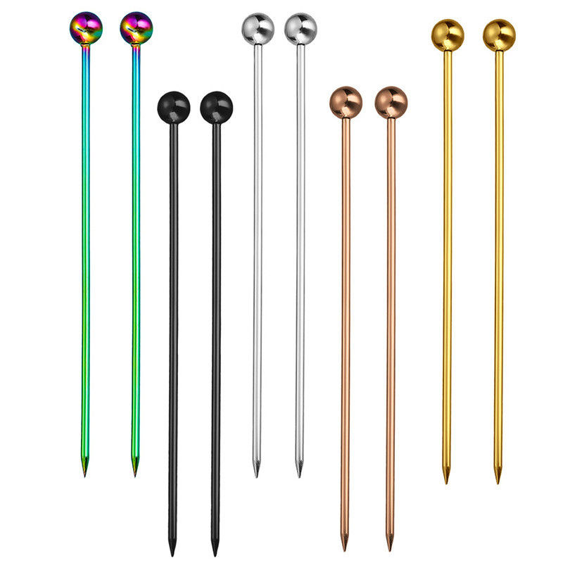 Herbruikbare Cocktail Pickers Roestvrij staal 18/8 Fruit Stick Bar Tool Metal Cocktail Skewers