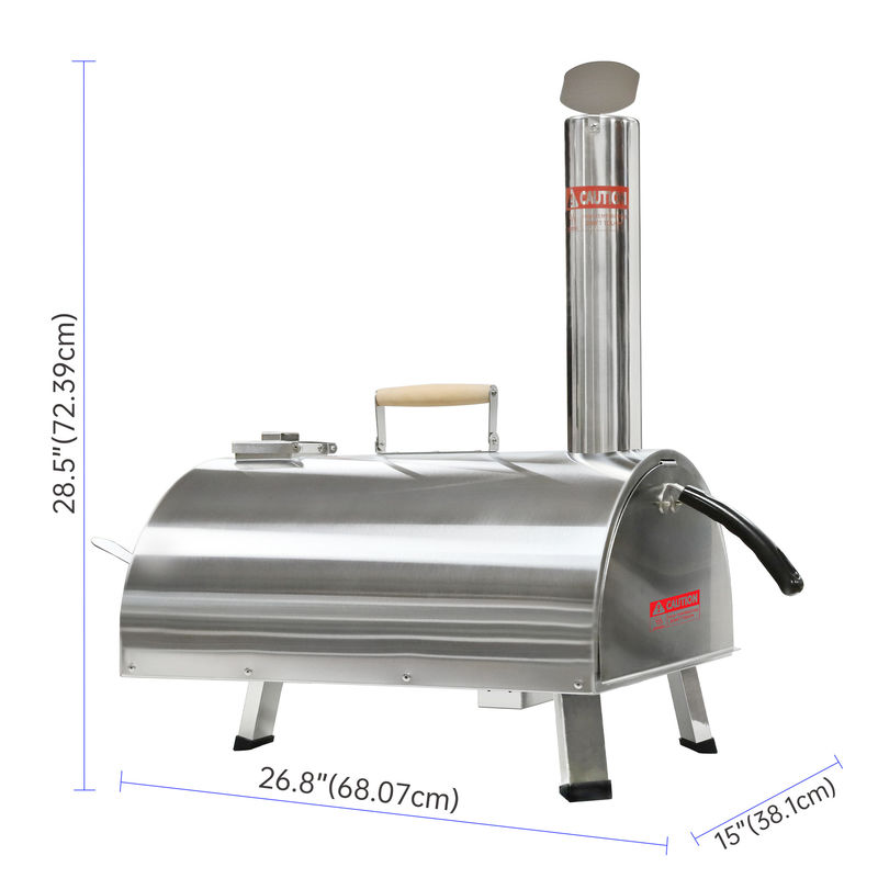 12 inch automatische draaiende openlucht pizzaoven Draagbare houtgebrande pizza grilloven