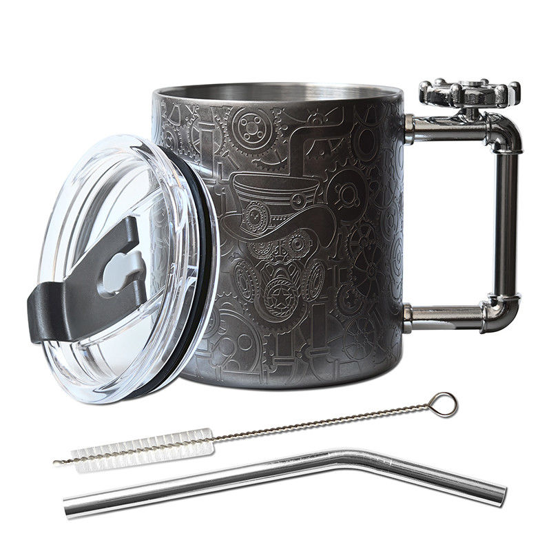 14oz Double Walled Coffee Cup Steampunk Style Stress Relief Koffiemok Met Gyro Handle